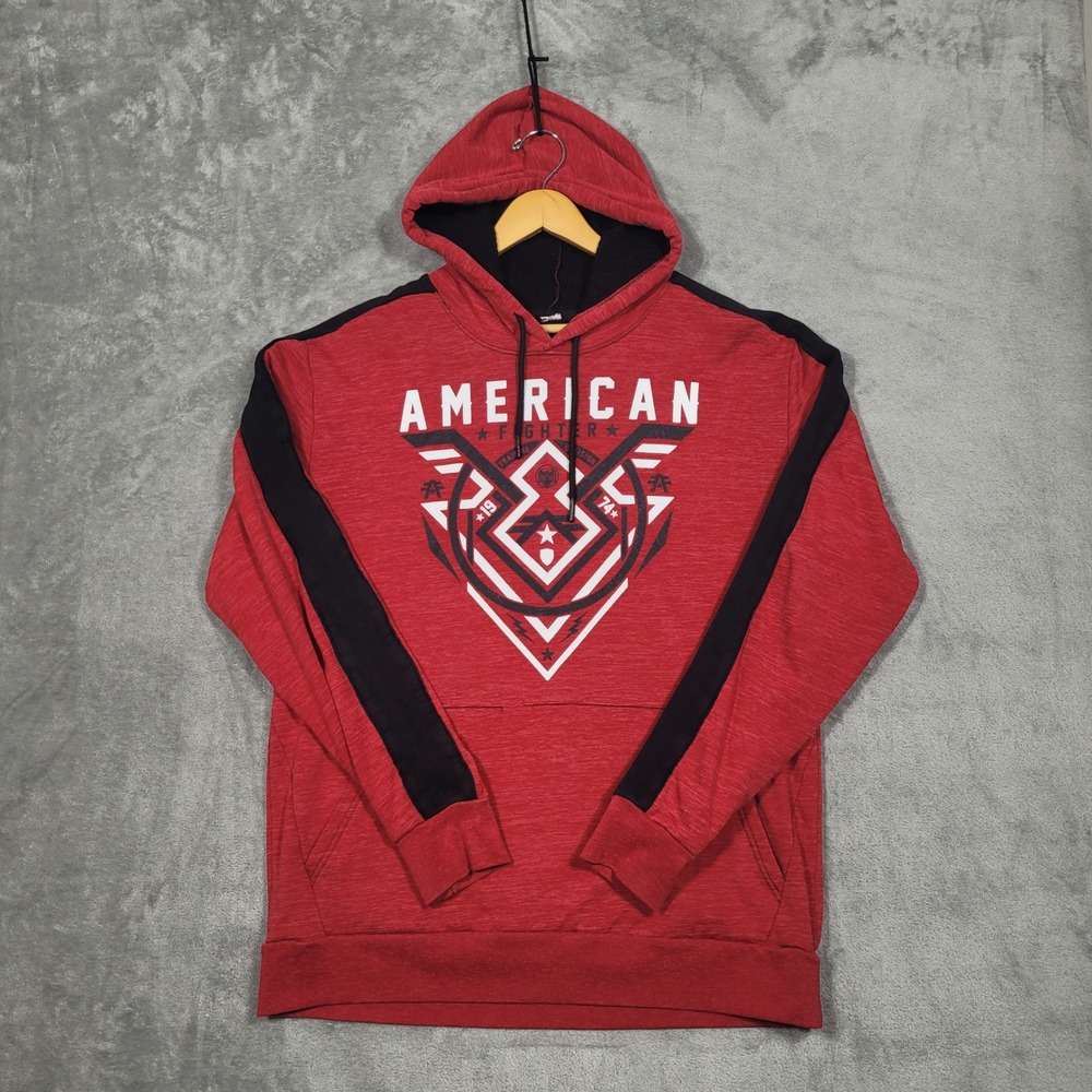 American Fighter Hoodie Mens XL Red Black Graphic Sweatshirt Training